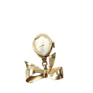 Designer Womens Vintage 10K GF Mallard Watch + 12K GF Bow Pin Conversion 1.5"